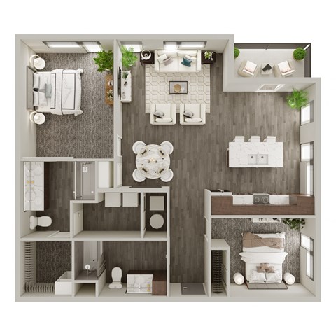 Two Bed / Two Bath 1175 SF Floor Plan at The Westline at Flanagan Lake in Omaha, NE